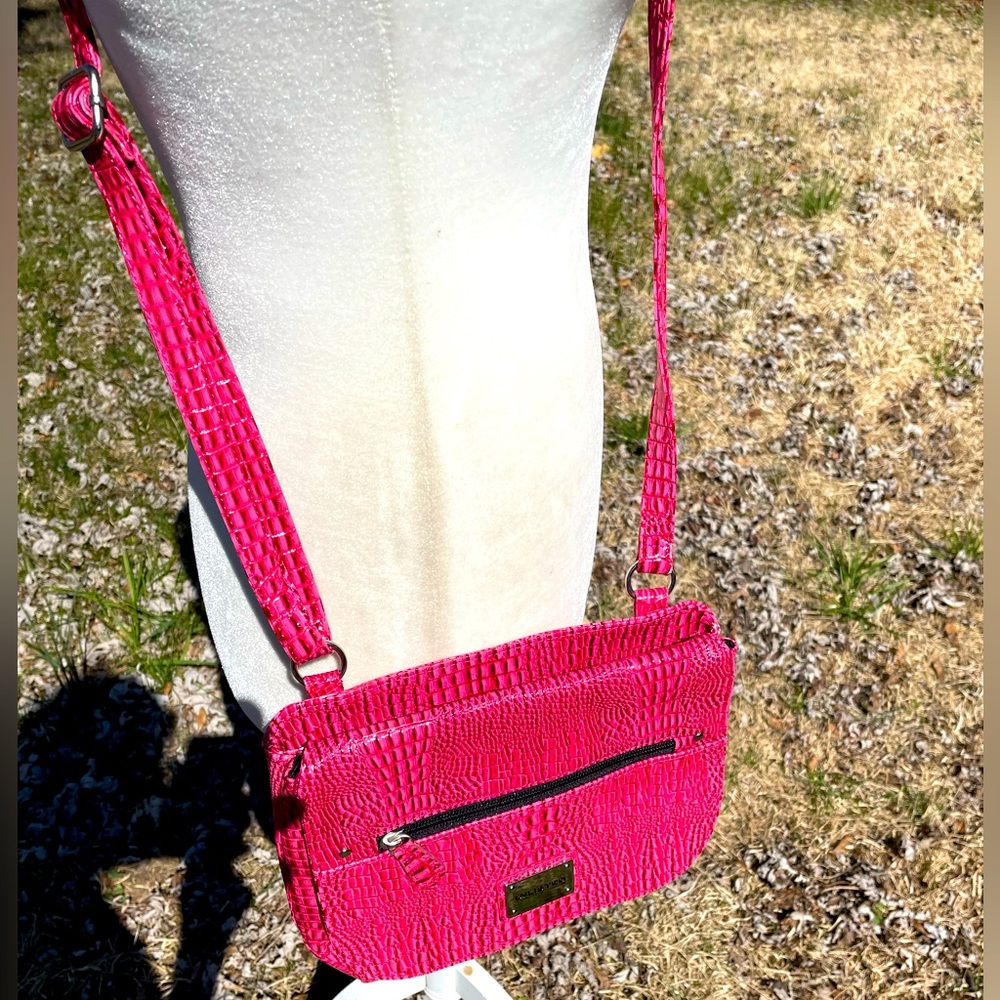 Unlisted A Kenneth Cole Production; Pink Gator Embossed Crossbody Bag
